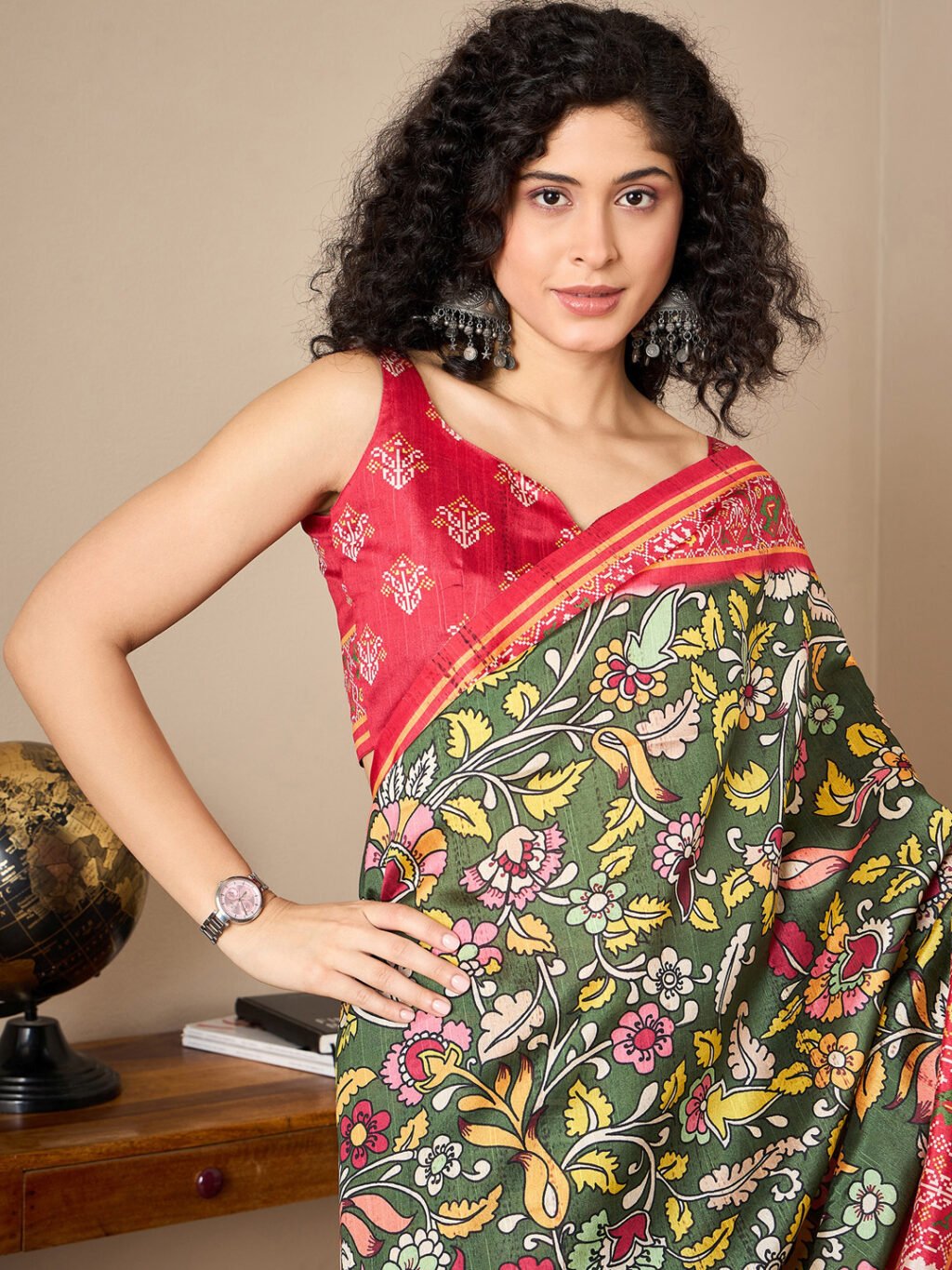 Olive Silk Saree - Image 4