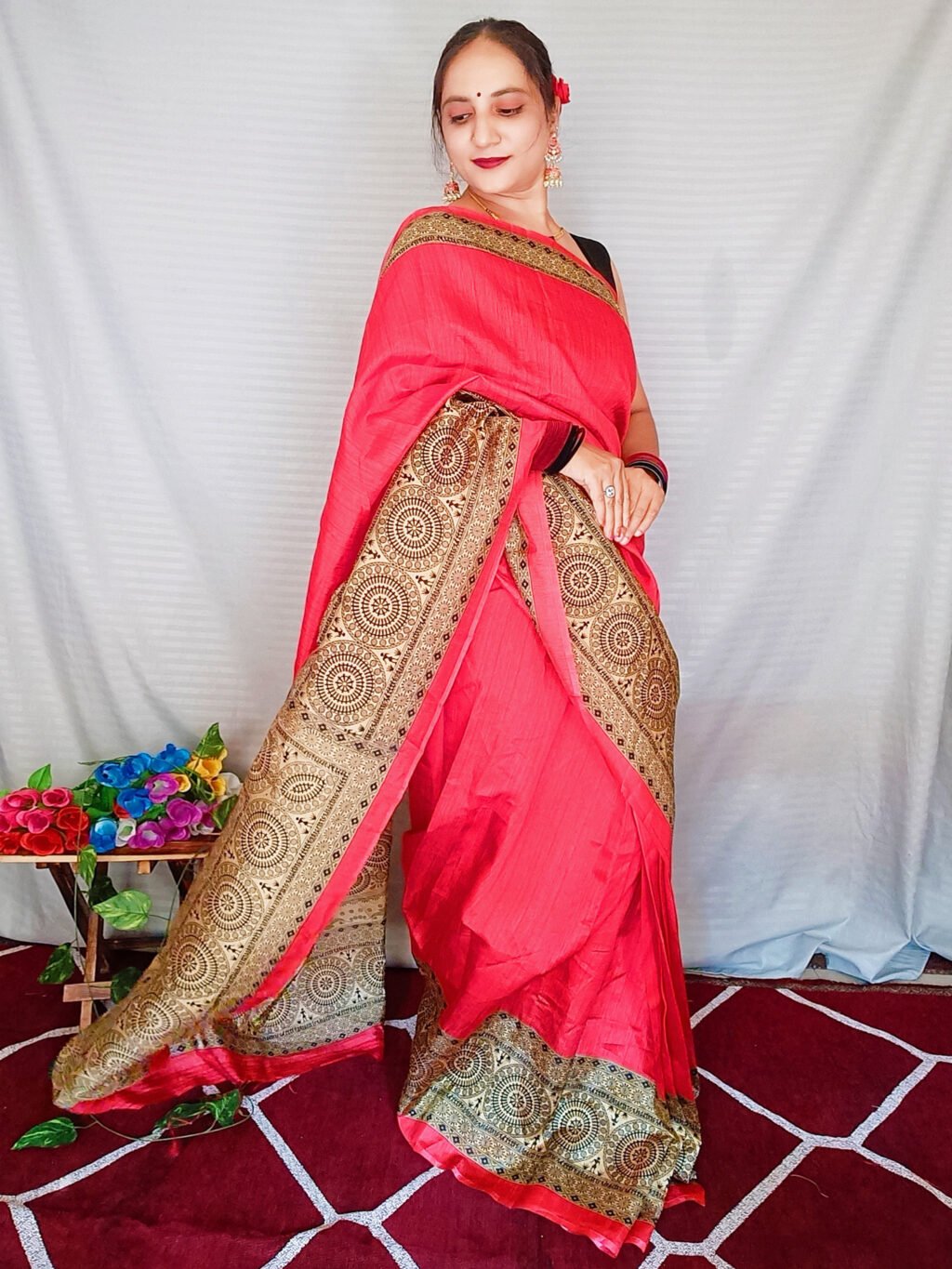 Image of Red Silk Saree