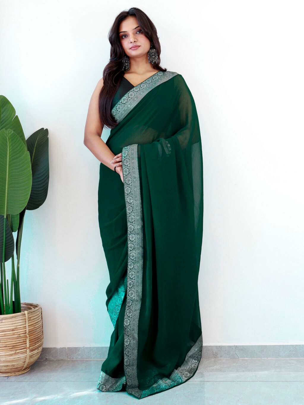 Green Georgette Saree - Image 4
