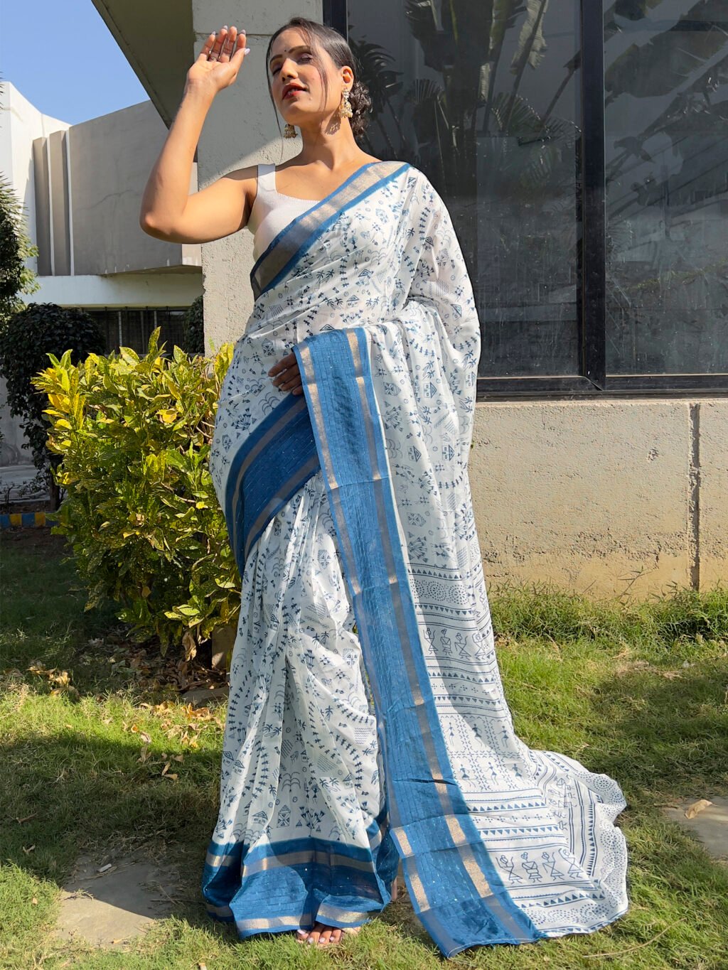 White Silk Saree - Image 3