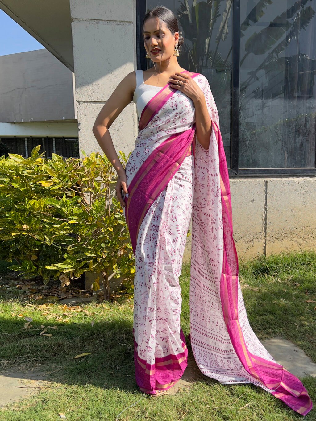 White Silk Saree - Image 3