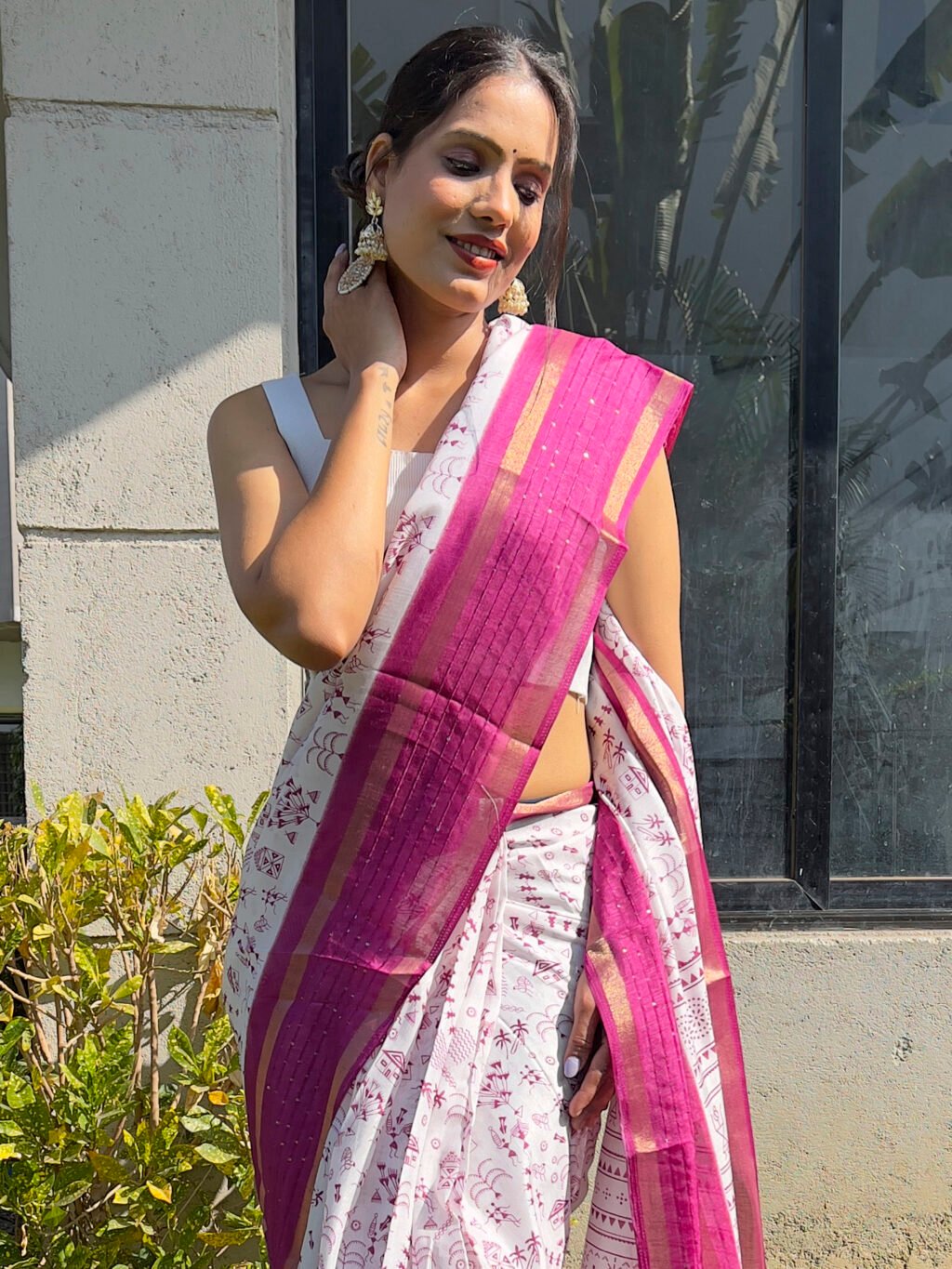 White Silk Saree - Image 4