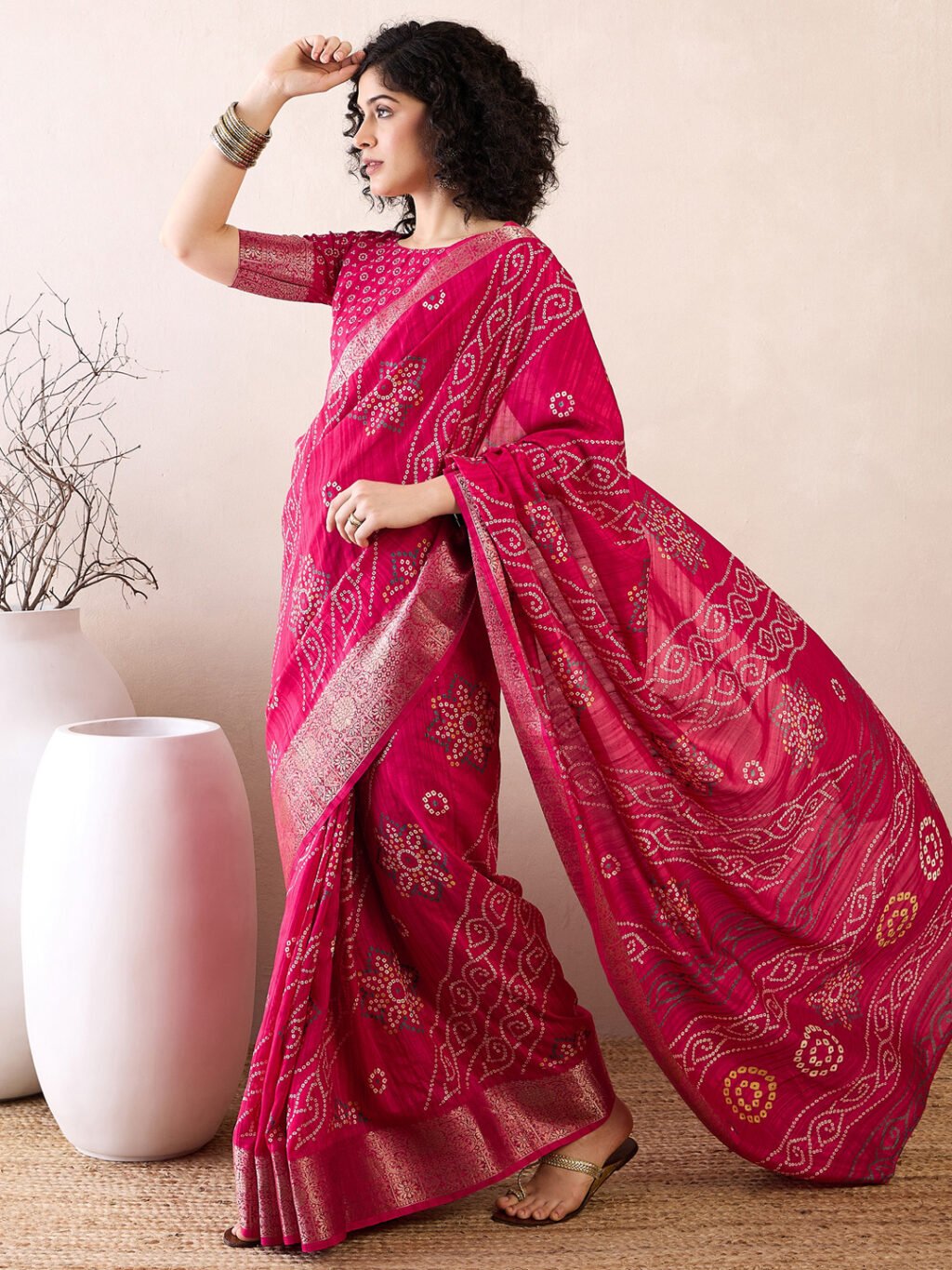 Pink Silk Saree - Image 3