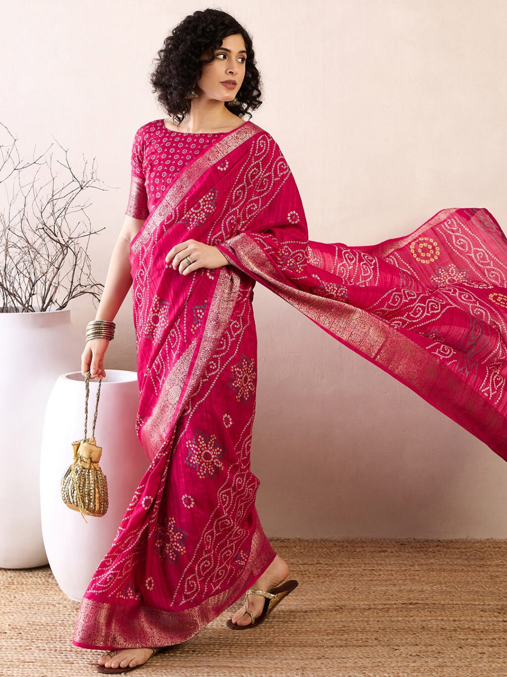 Pink Silk Saree - Image 4
