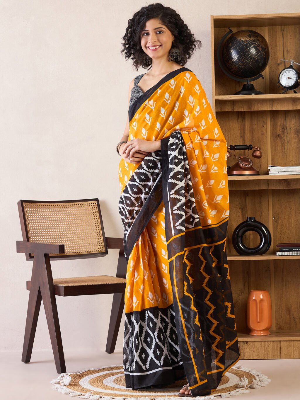 Yellow Cotton Saree - Image 3