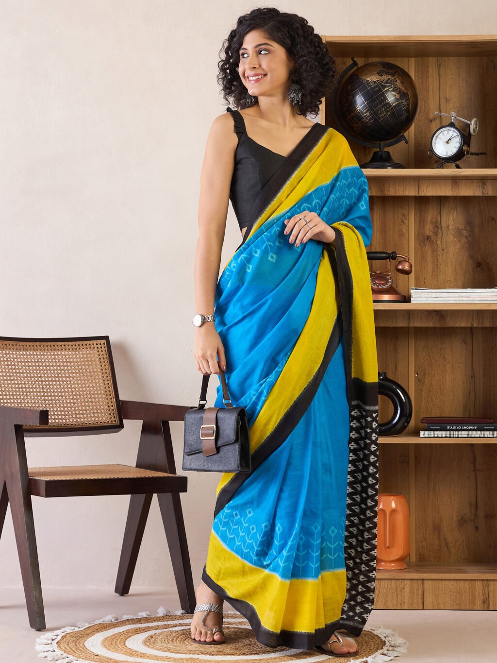Blue Cotton Saree - Image 3