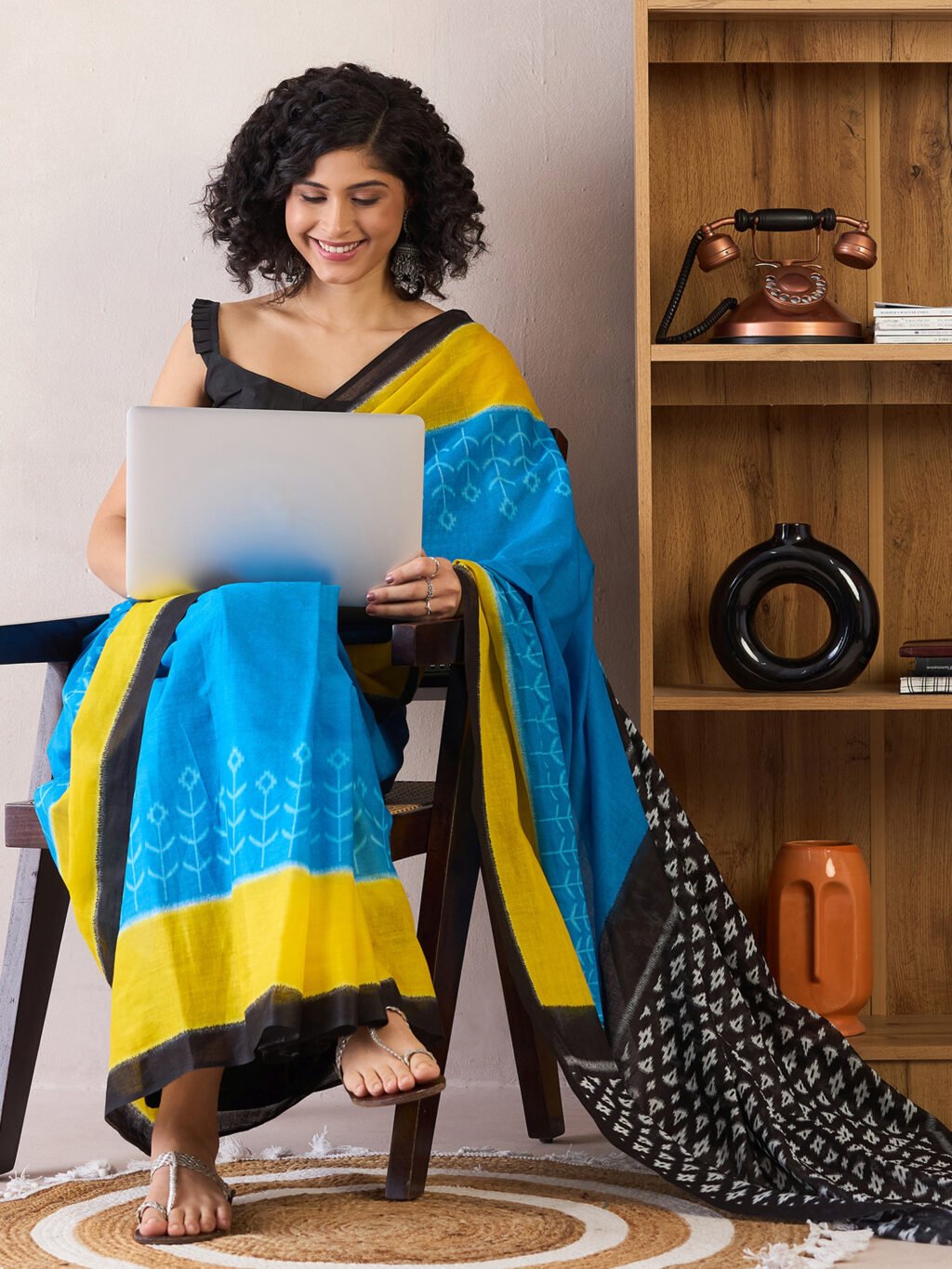 Blue Cotton Saree - Image 4