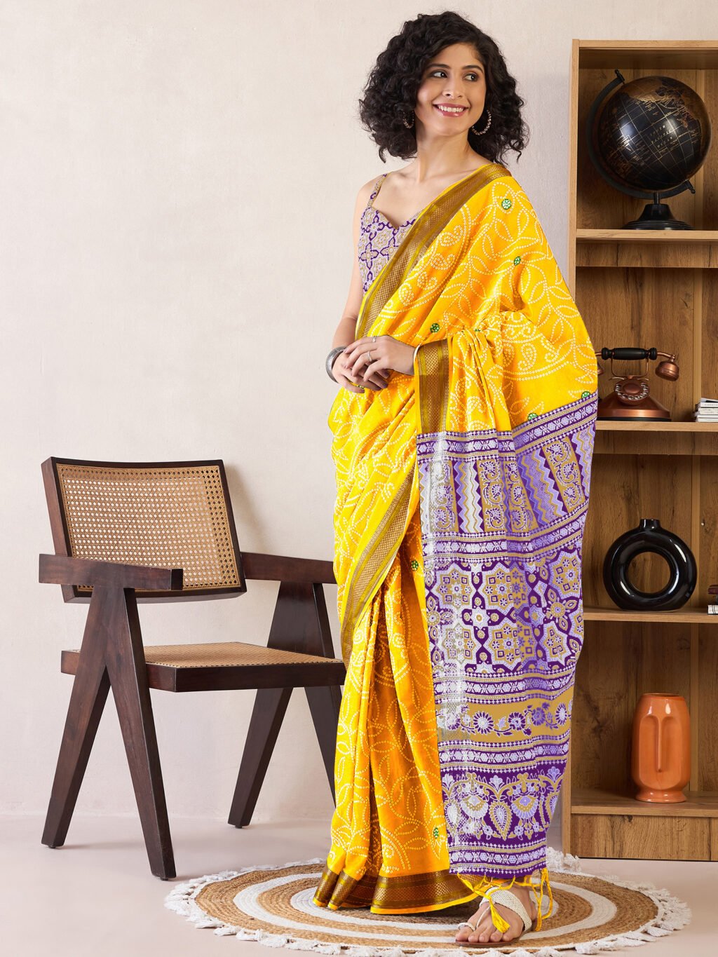 Yellow Cotton Saree - Image 3
