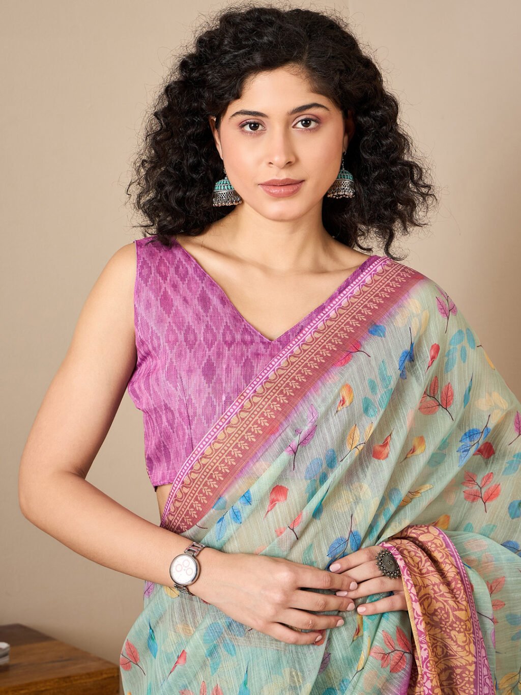 Sea Green Silk Saree - Image 4