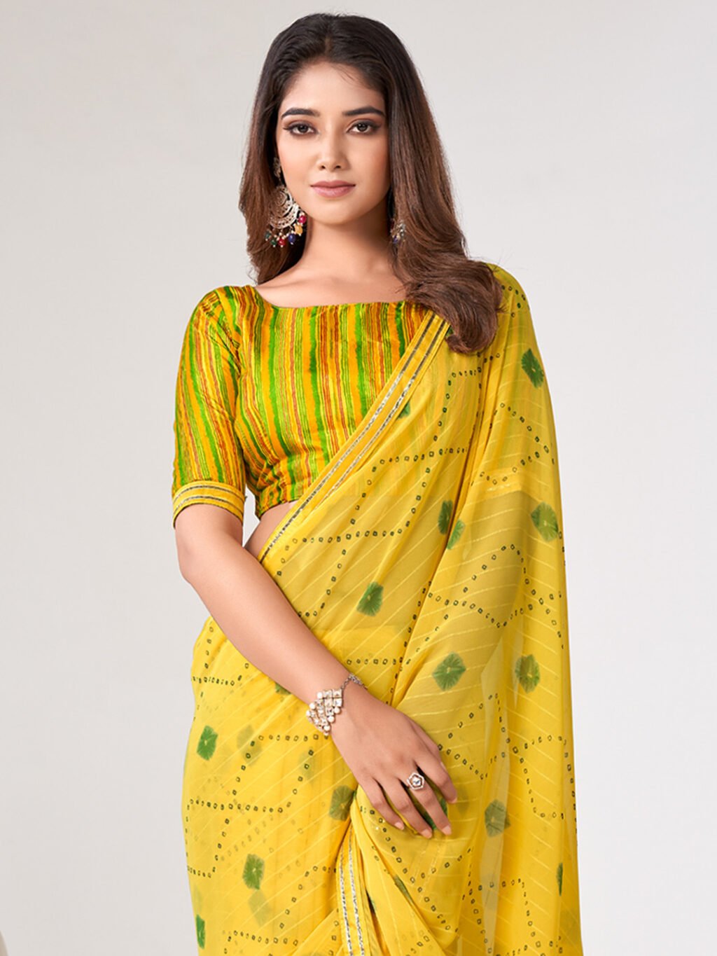 Yellow Georgette Saree - Image 3