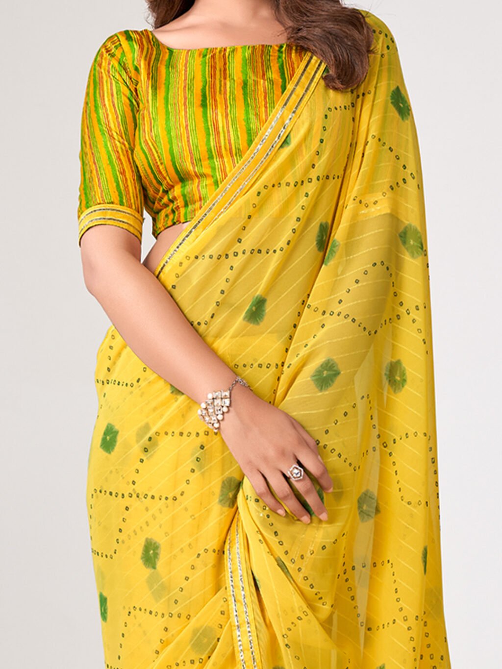 Yellow Georgette Saree - Image 4