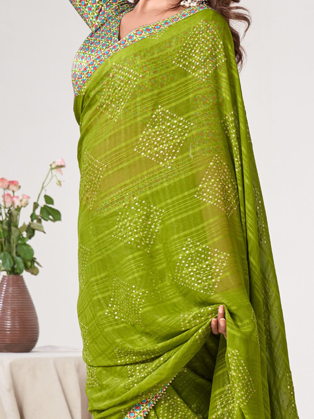 Green Georgette Saree - Image 4