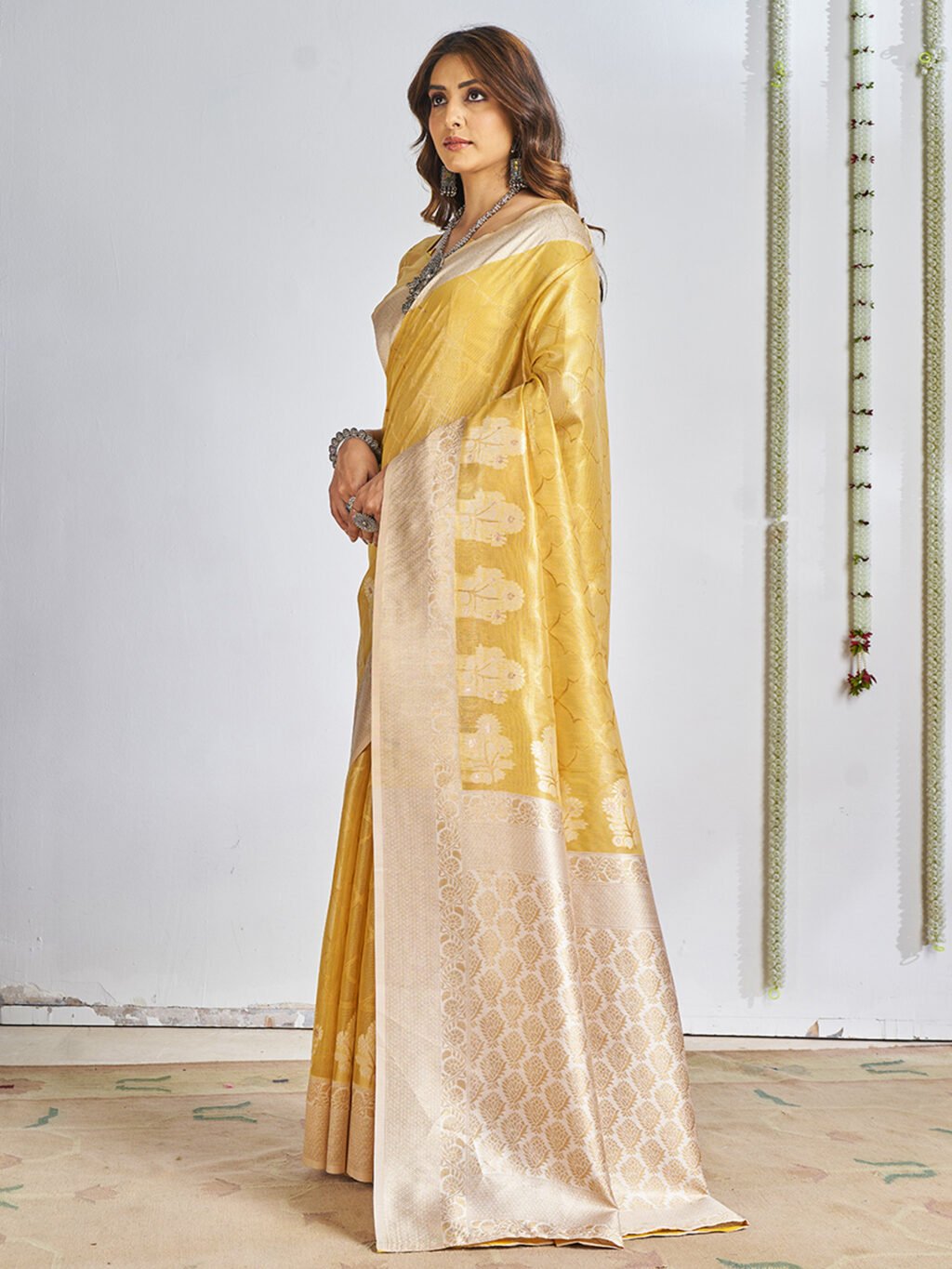 Yellow Cotton Saree - Image 3