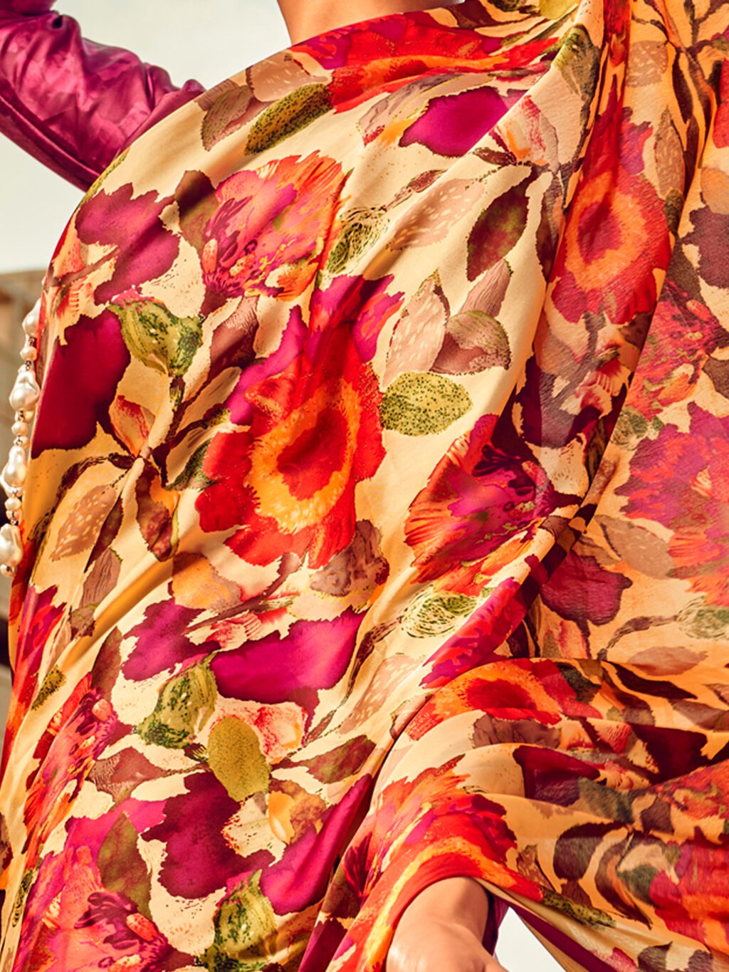 Beige Silk Saree - Image 4