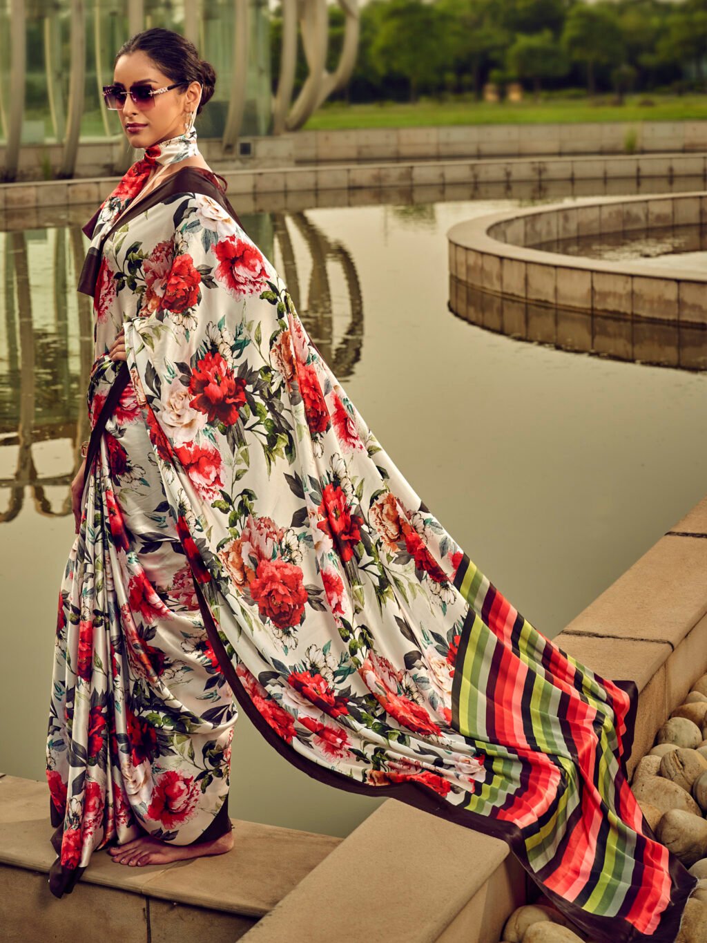 Image of Off White Silk Saree