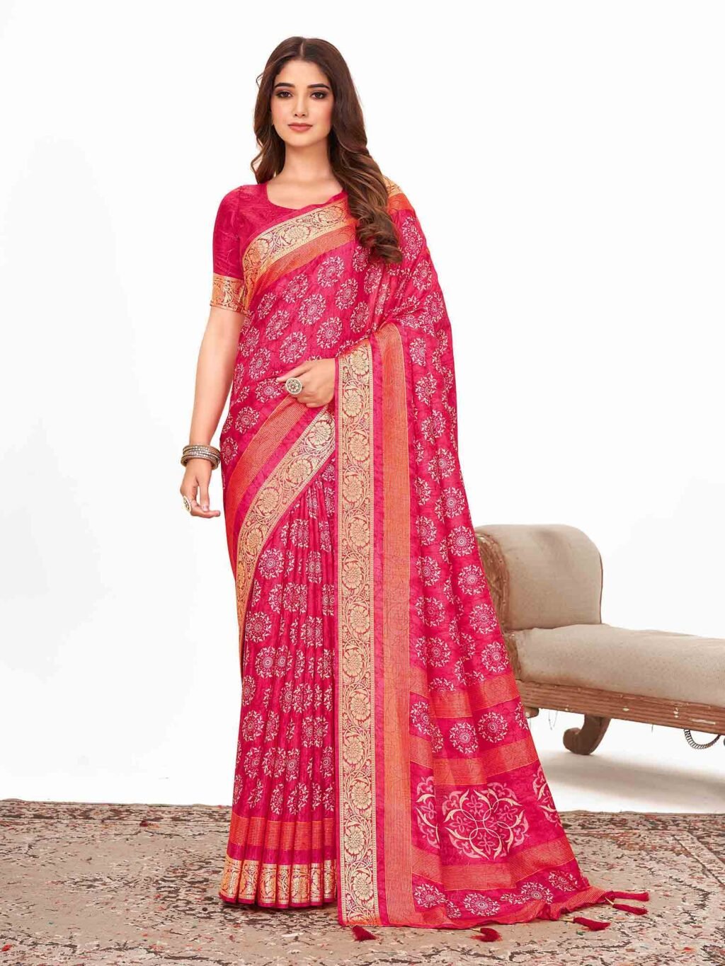 Image of Pink Silk Saree