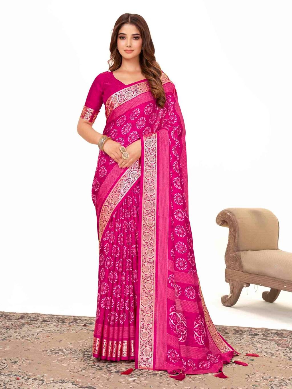 Image of Pink Silk Saree