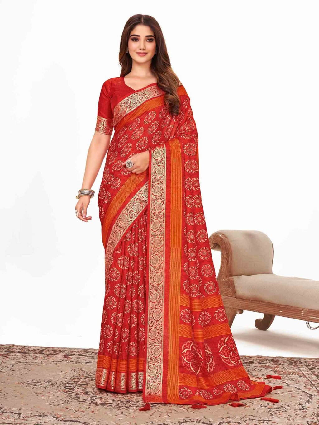 Image of Red Silk Saree