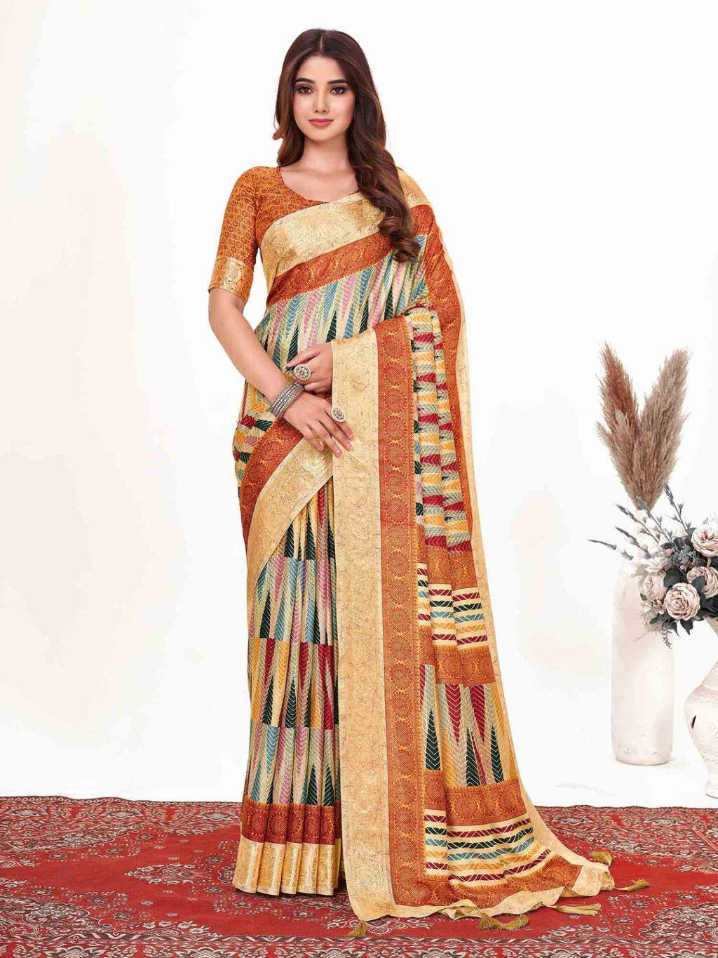 Image of Rust Silk Saree