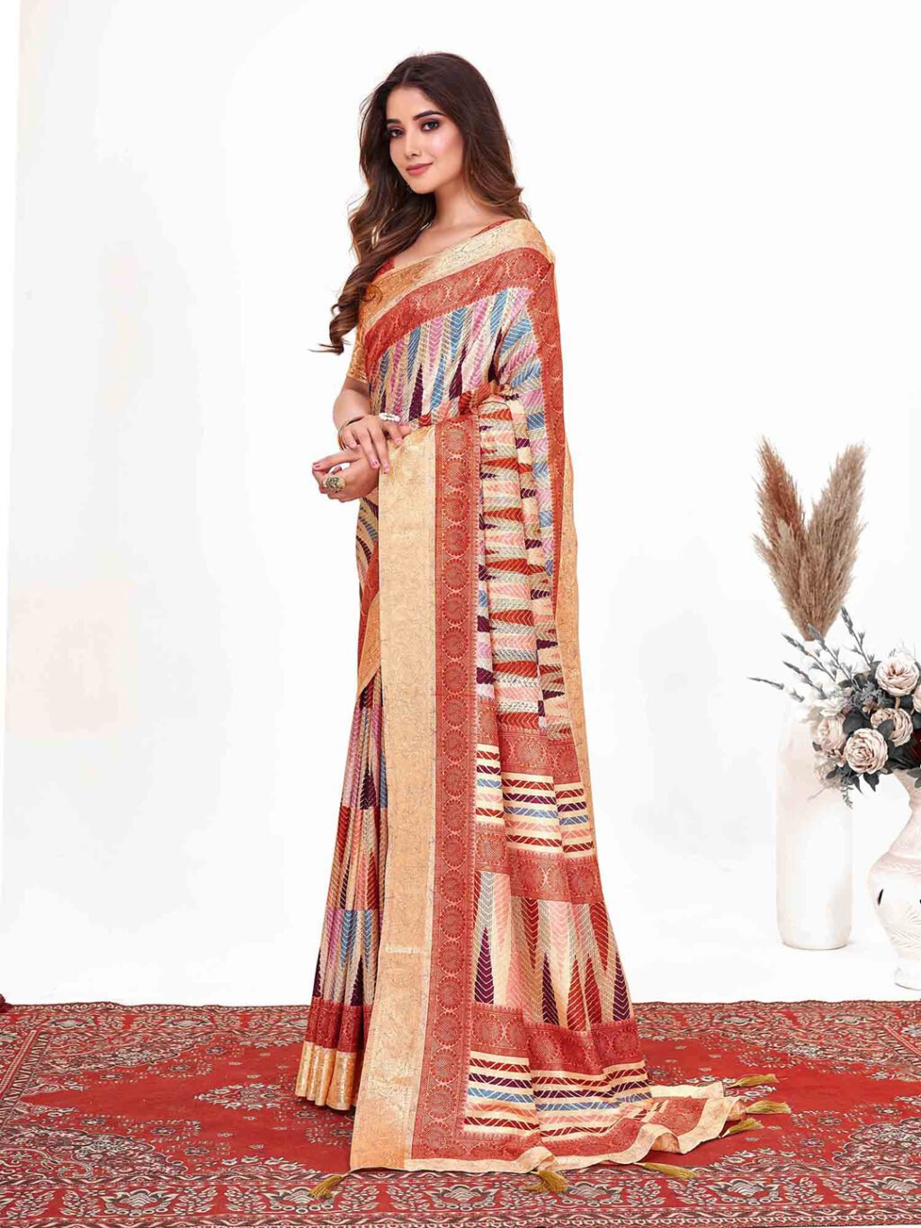 showcasing the beauty and craftsmanship of Silk Saree.