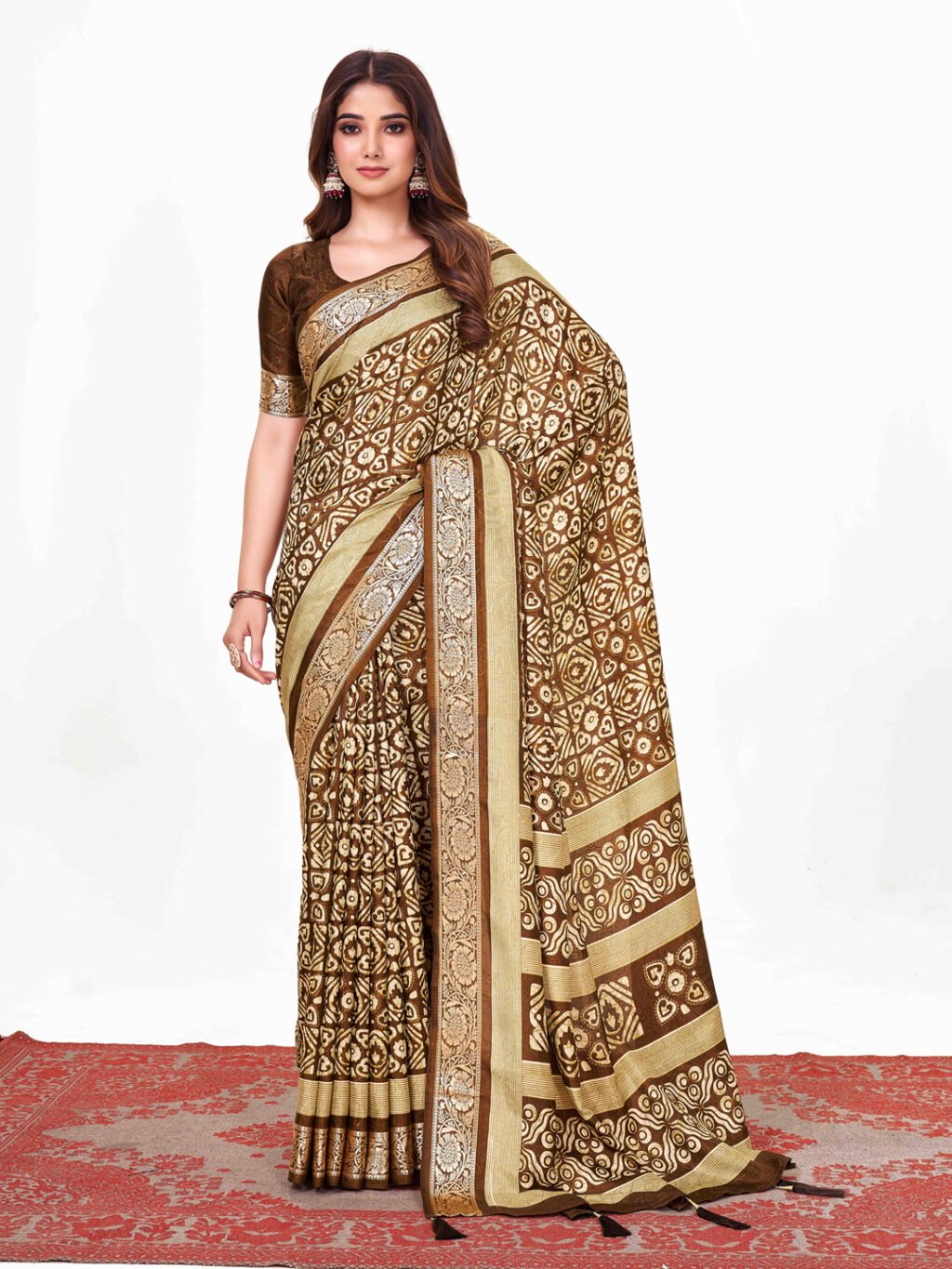 Image of Brown Silk Saree