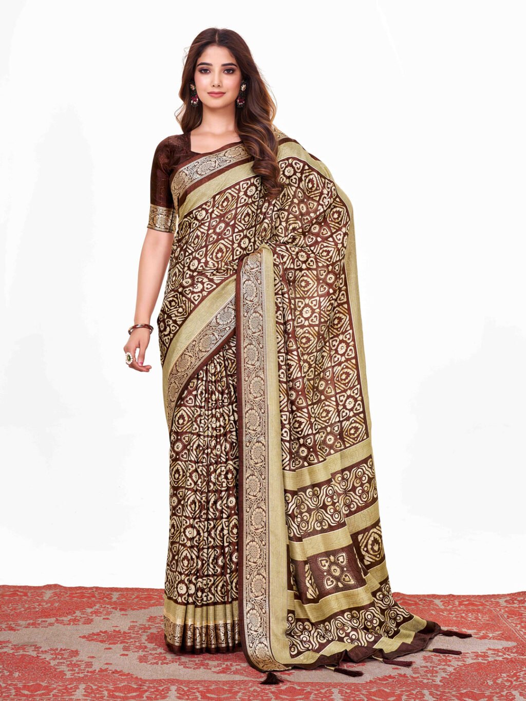Image of Coffee Brown Silk Saree