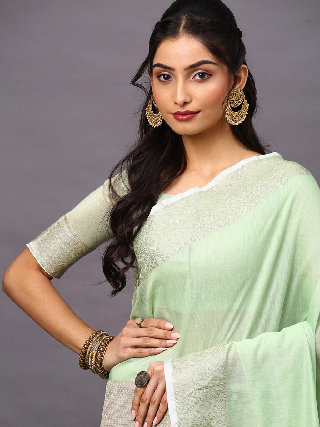 Green Silk Saree - Image 3