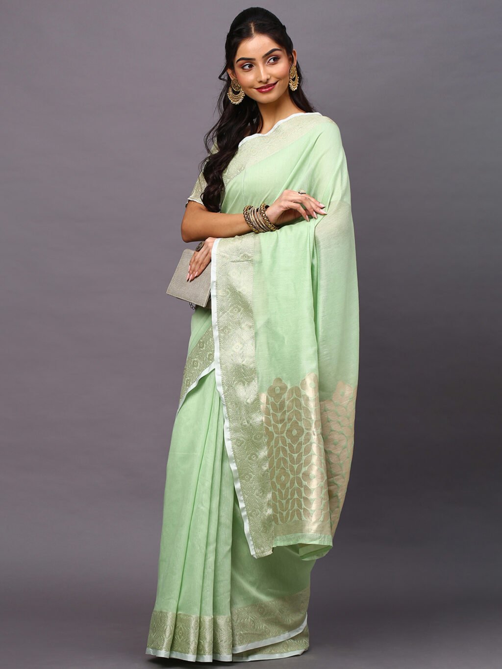 Green Silk Saree - Image 4