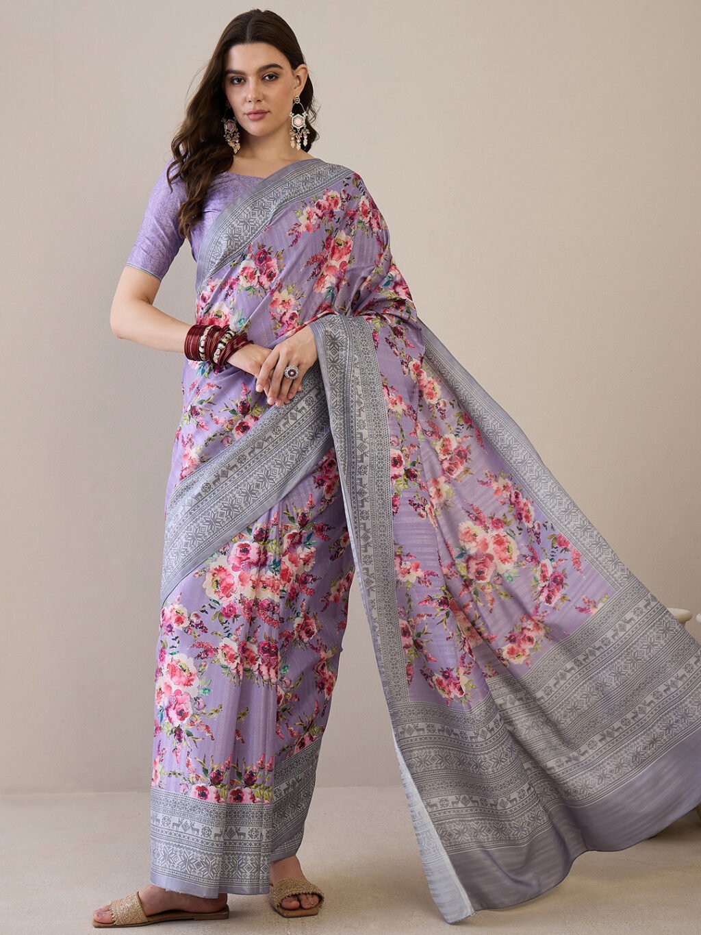 Image of Lavendar Silk Saree