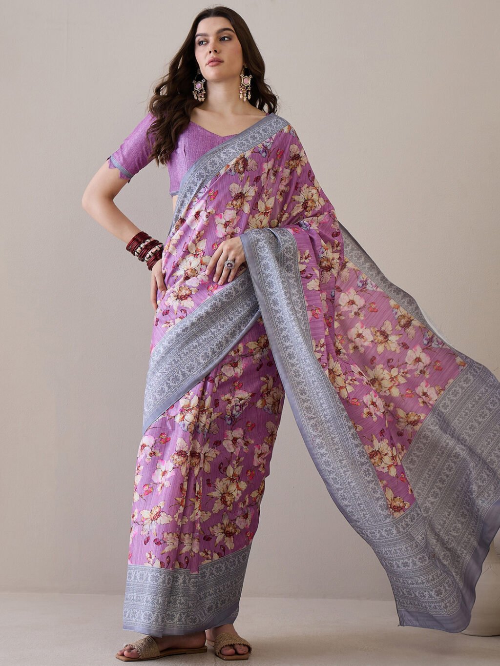 Image of Mauve Silk Saree