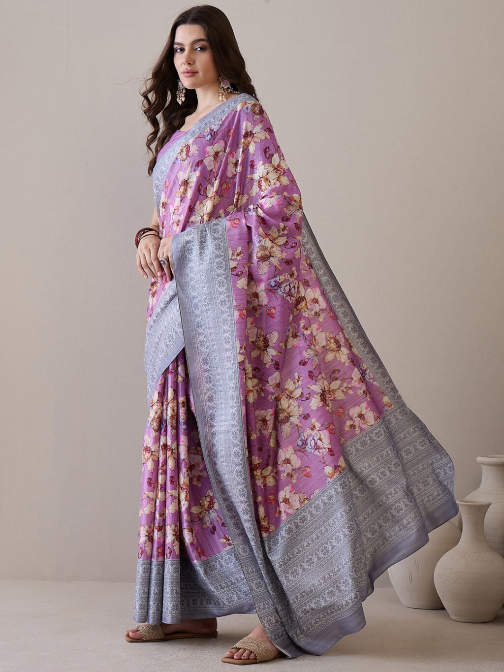 Mauve Silk Saree - Image 3