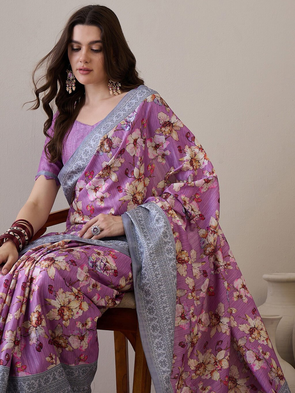 Mauve Silk Saree - Image 4
