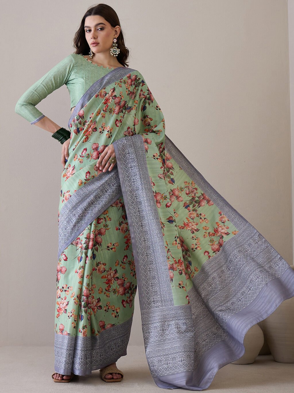 Image of Light Green Silk Saree
