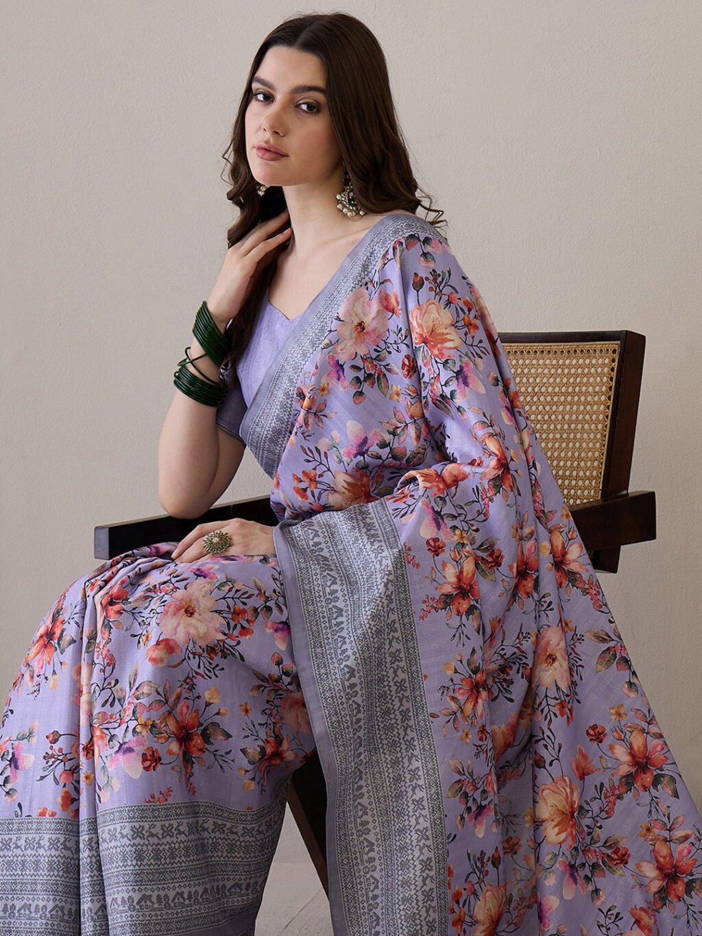 Lavendar Silk Saree - Image 4