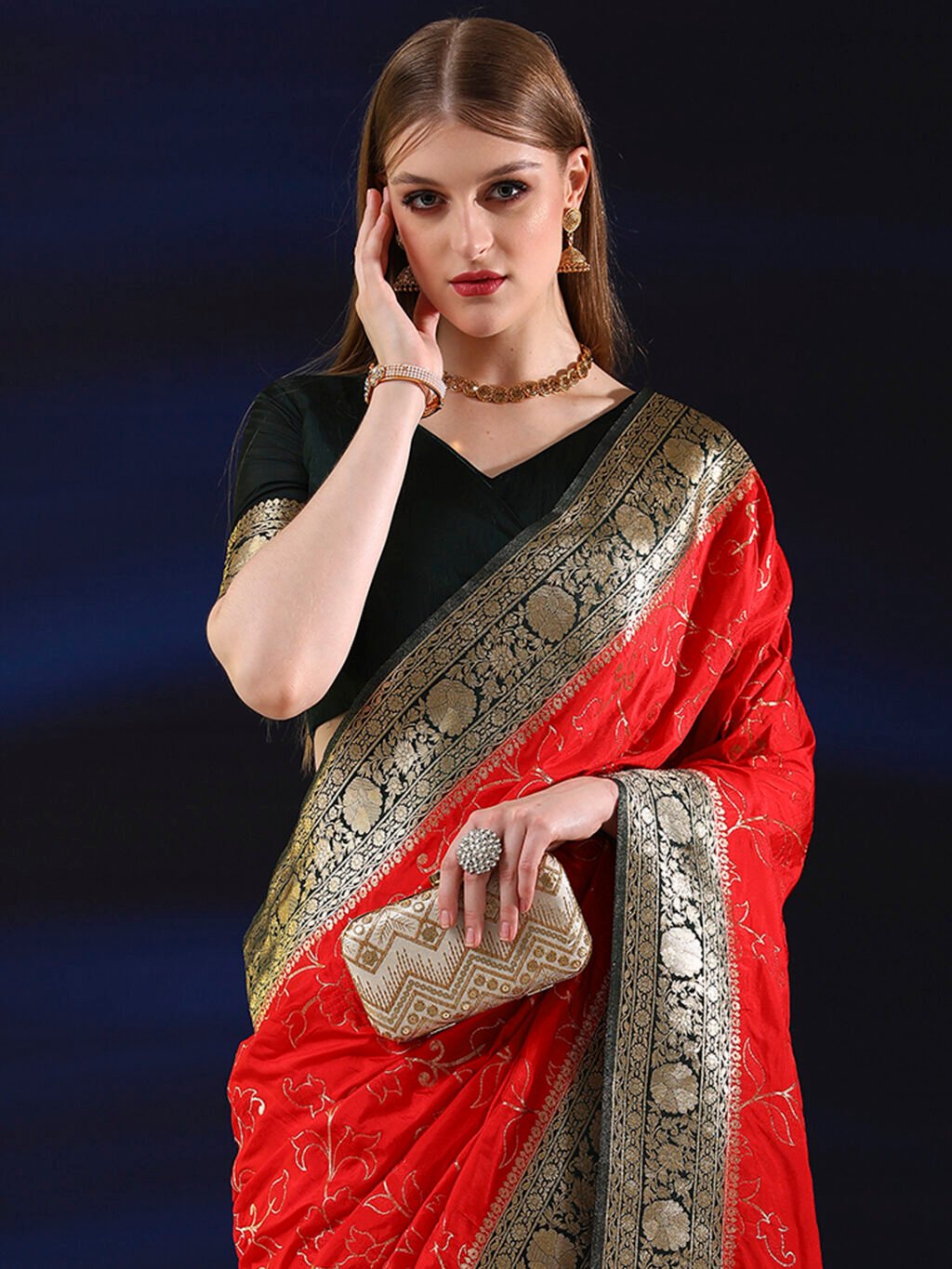 Red Silk Saree - Image 4