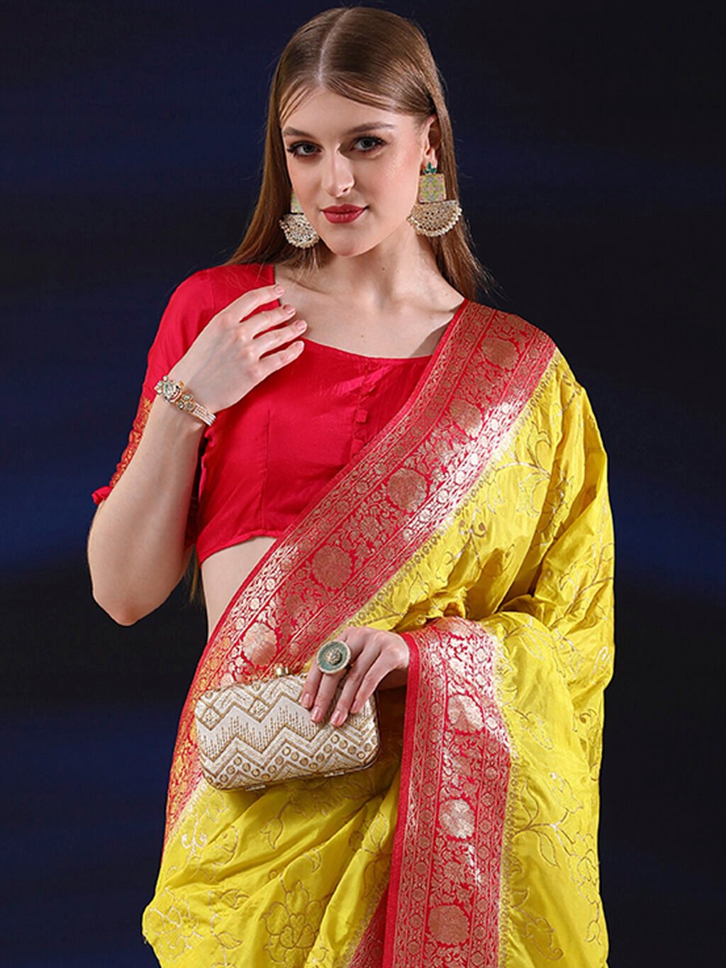 Lemon Yellow Silk Saree - Image 4