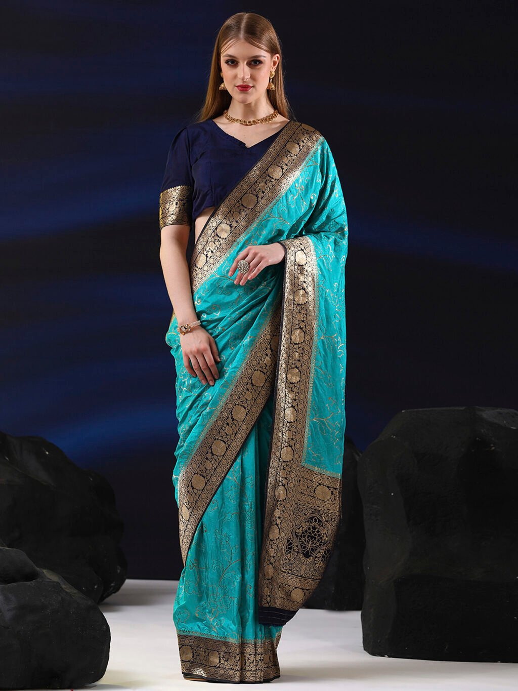 Image of Light Blue Silk Saree
