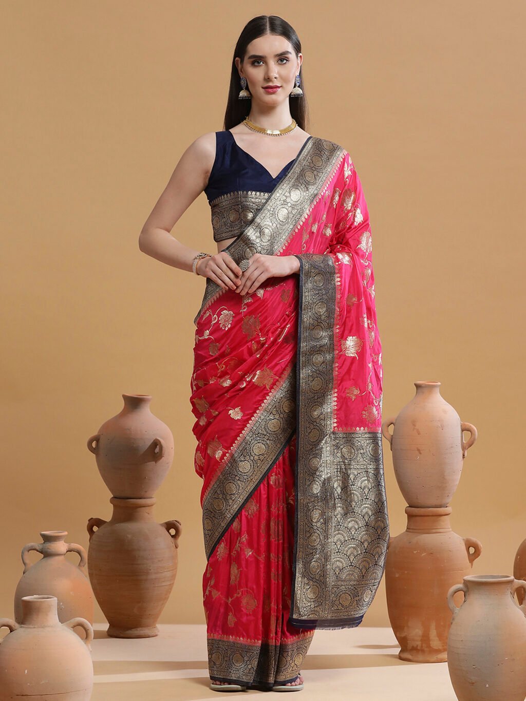 Image of Pink Silk Saree