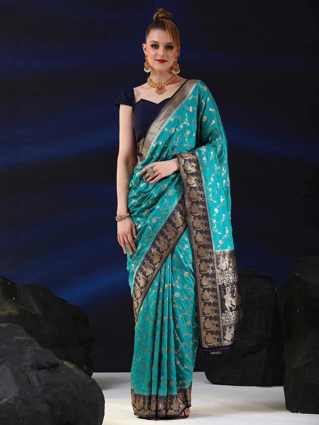 Image of Blue Silk Saree