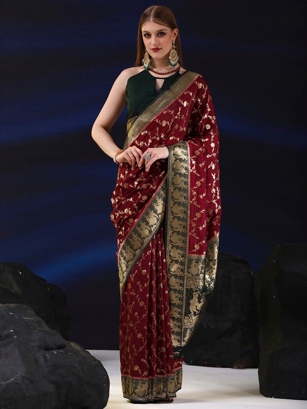 Image of Maroon Silk Saree