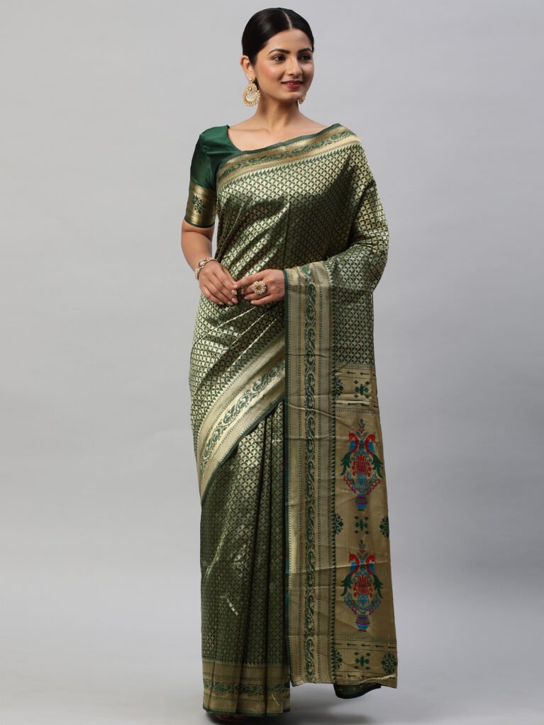 Dark Green Kanjeevaram Silk Saree