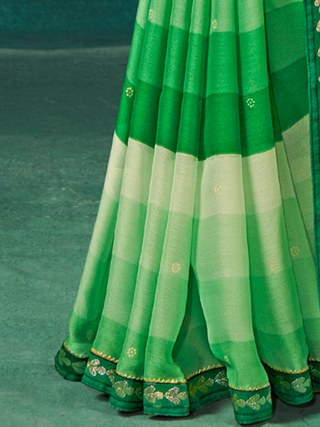 Green Chiffon Saree - Image 4