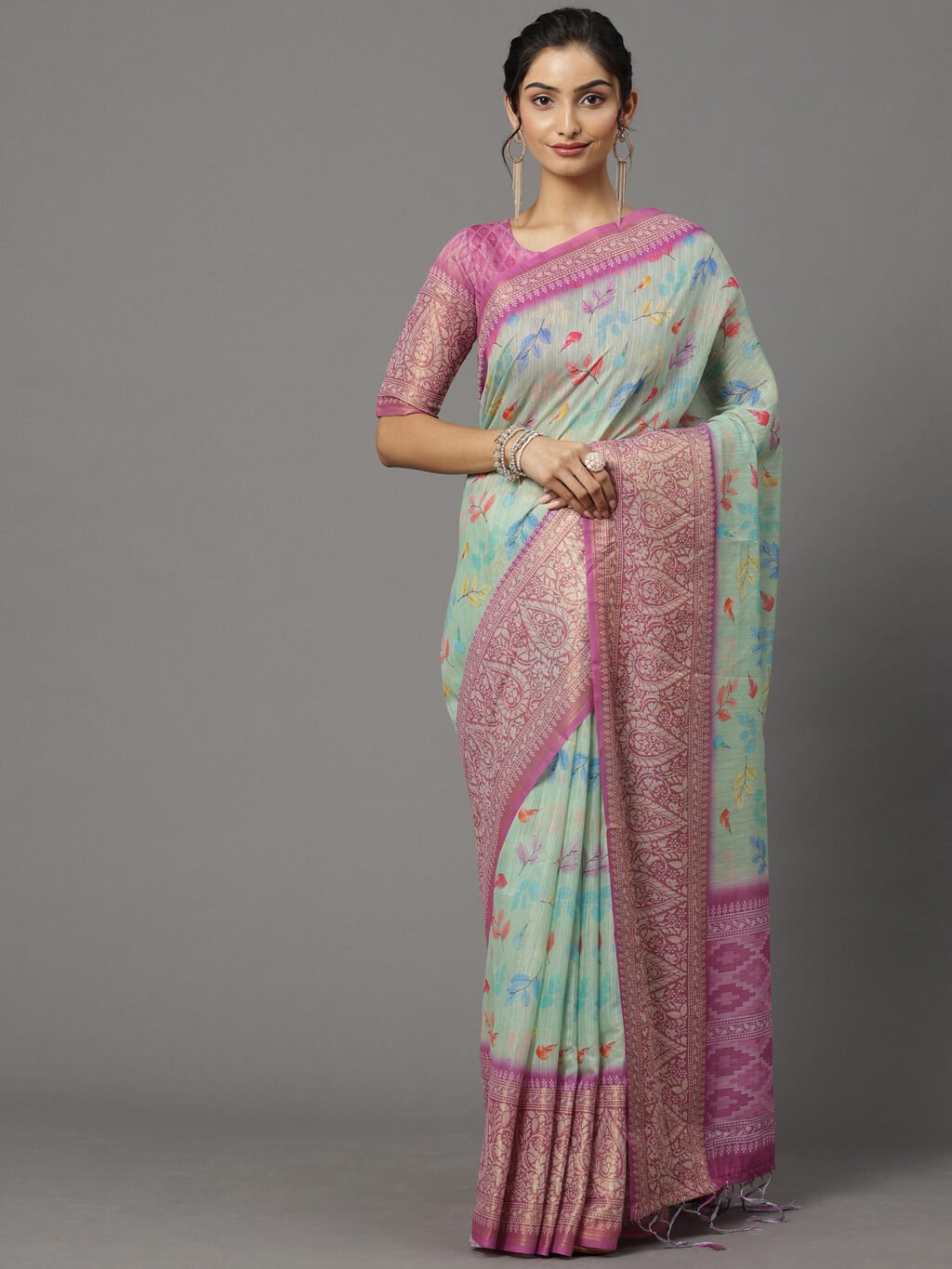 Image of Sea Green Silk Saree