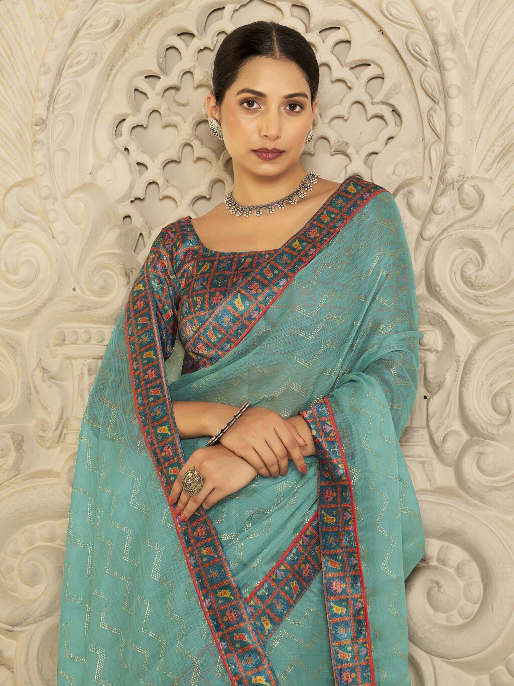 showcasing the beauty and craftsmanship of Party Wear Saree.
