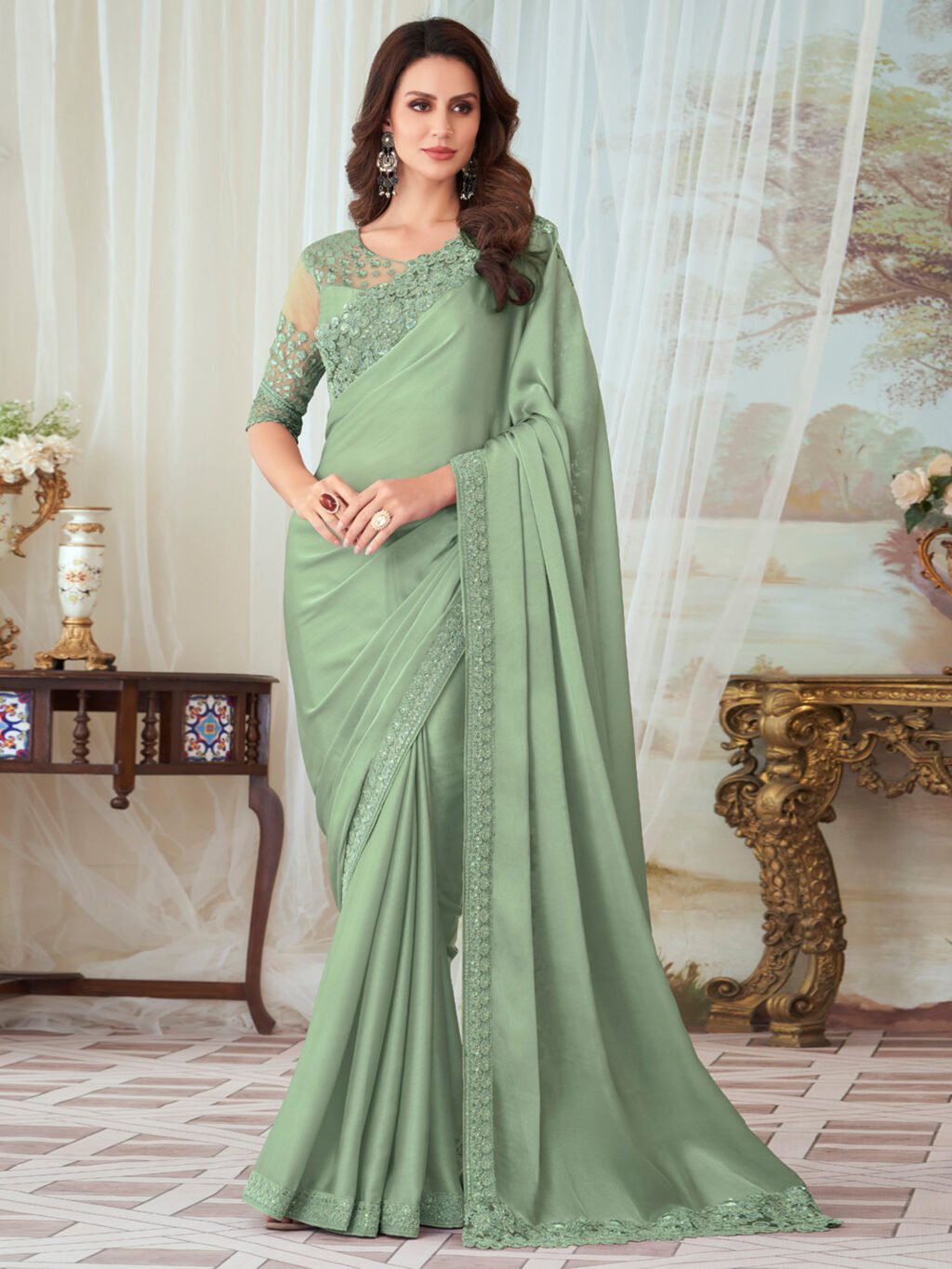 Image of Light Green Silk Saree