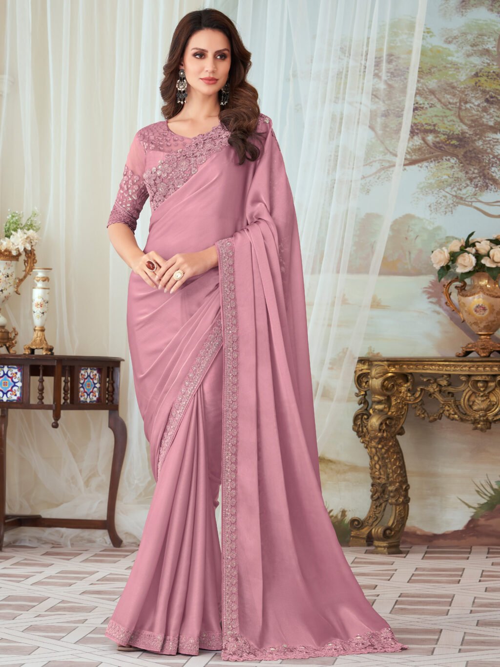 Image of Mauve Silk Saree