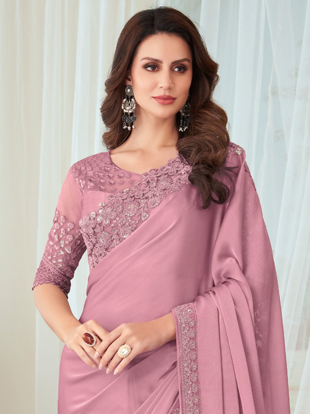 Mauve Silk Saree - Image 3