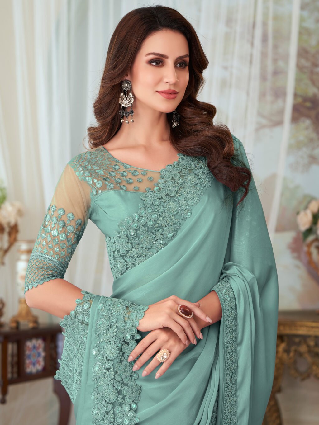 showcasing the beauty and craftsmanship of Festive Saree.