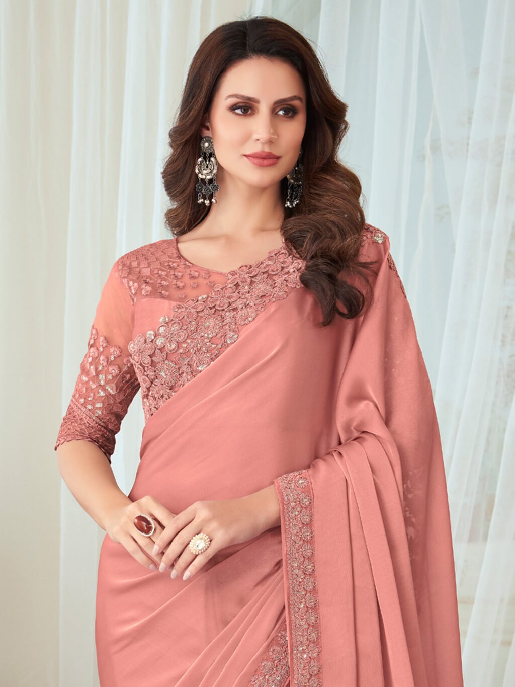 Peach Silk Saree - Image 3