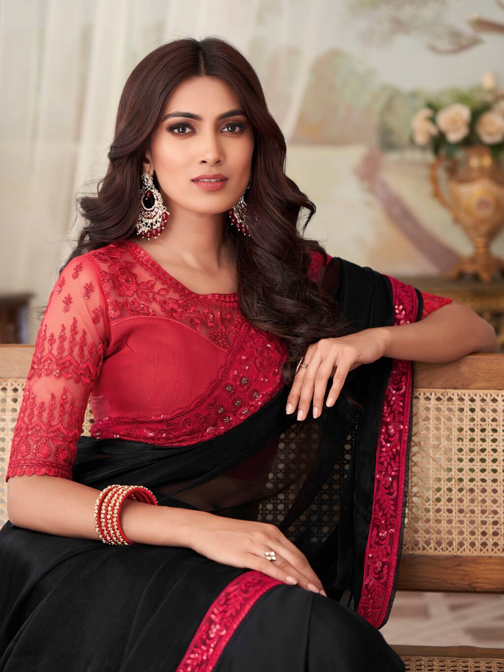 showcasing the beauty and craftsmanship of Party Wear Saree.